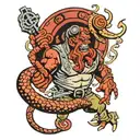 Hellboy fight Snake  tattoo design idea