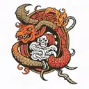 Hellboy fight Snake  tattoo design idea