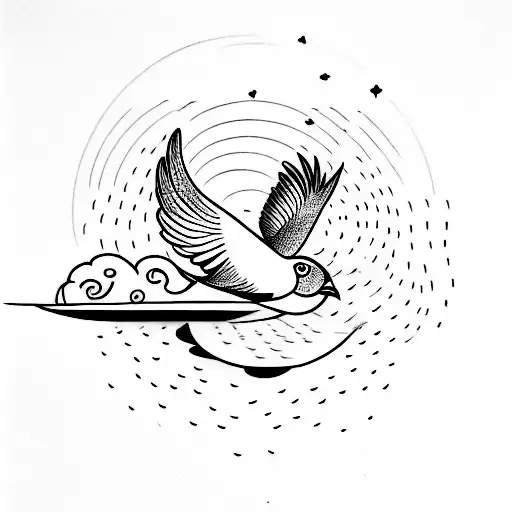 "Sky's the limit" written in form of a bird  tattoo design idea