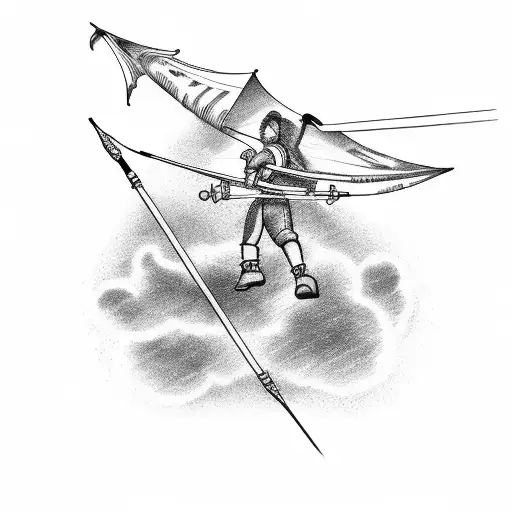 the words "sky's the limit", written in a bow and arrow tattoo design idea