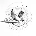 "Sky's the limit" written in form of a bird  tattoo design idea