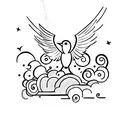 "Sky's the limit" written in form of a bird  tattoo design idea