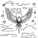 "Sky's the limit" written in form of a bird  tattoo design idea