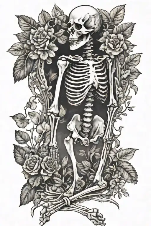 Full body skeleton tattoo design idea