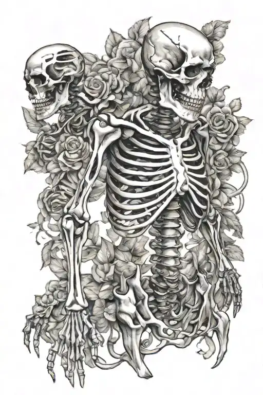 Full skeleton body tattoo design idea