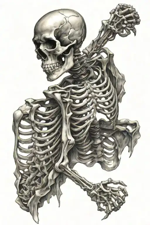 Full body skeleton tattoo design idea