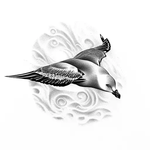 Combine two  seagulls and a wave in a unique way tattoo design idea
