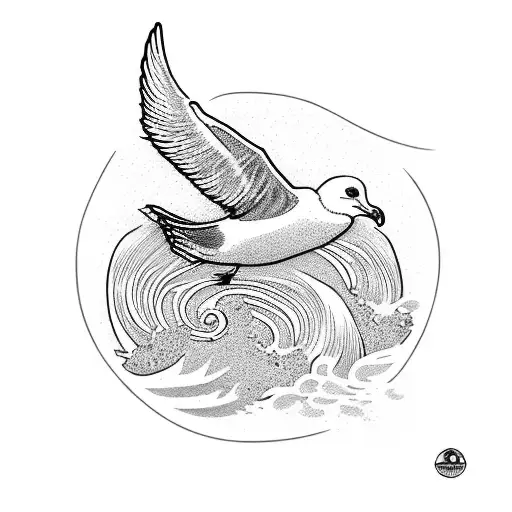 Combine a seagull and a wave in a unique way tattoo design idea