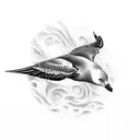 Combine two  seagulls and a wave in a unique way tattoo design idea