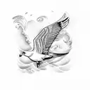 Combine two  seagulls and a wave in a unique way tattoo design idea