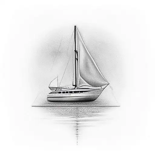 sail boat tattoo design idea