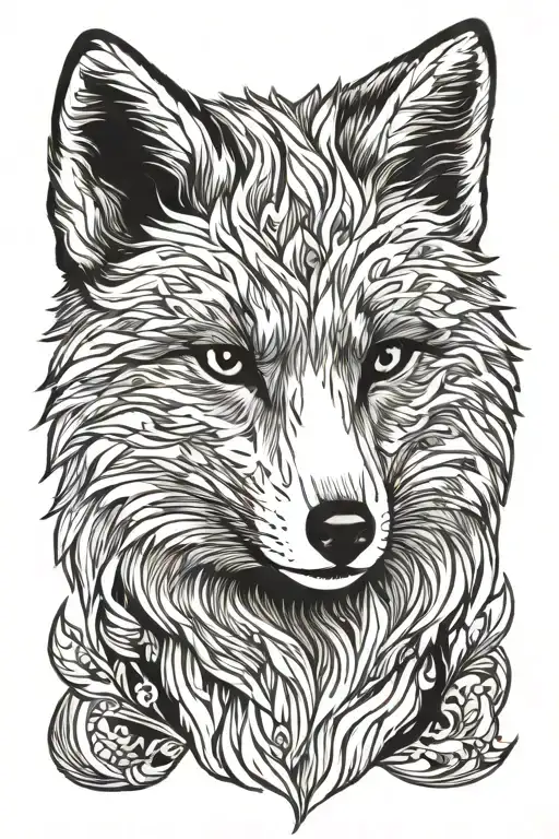 arctic fox head tattoo design idea