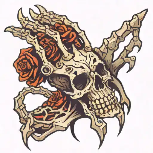 dinasuar skeleton hand tattoo design idea