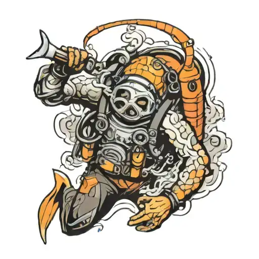 scuba diver tattoo design idea