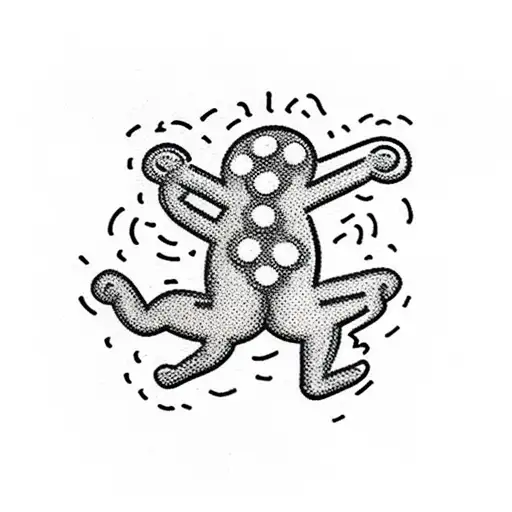 Keith Haring inspired little flower figure tattoo design idea