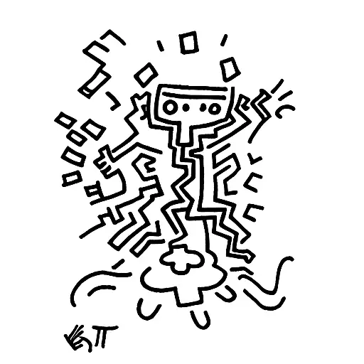 Keith Haring inspired little flower man tattoo design idea