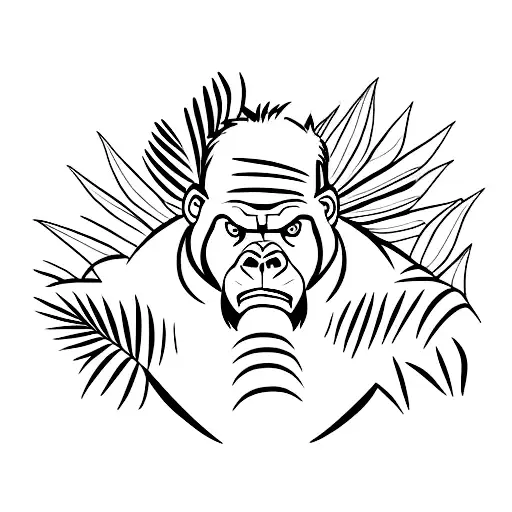 powerfull gorilla in the jungle tattoo design idea