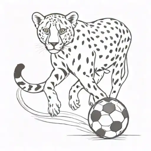 A minimalist tattoo of a cheetah running alongside a soccer ball, combining the client's love for wildlife and sports in South Africa tattoo design idea