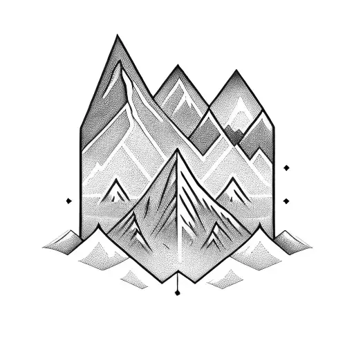 A crossfit dumbbell with a mountain peak in the background tattoo design idea