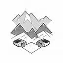 A crossfit dumbbell with a mountain peak in the background tattoo design idea