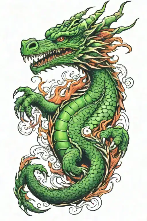 dragon fire tattoo red green tattoo design idea