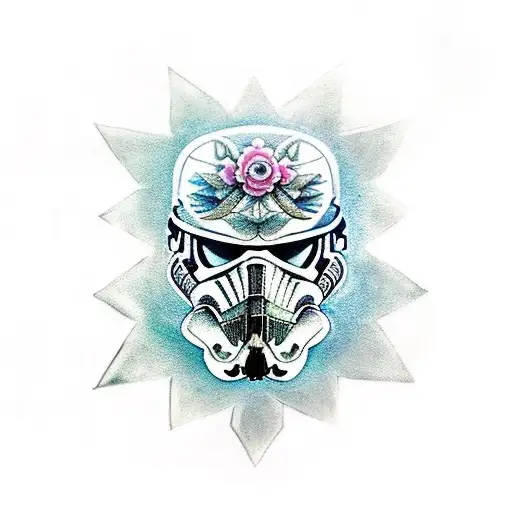 star wars mythosaur skull with flowers tattoo design idea