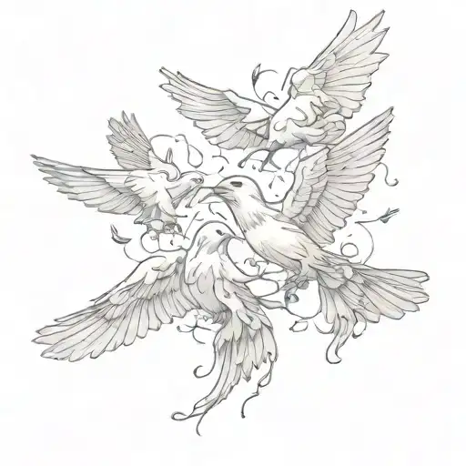 doves and ravens all fly the same  tattoo design idea