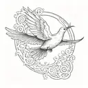 a dove and raven on either side of an empty rectangle  tattoo design idea