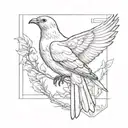 a dove and raven on either side of an empty rectangle  tattoo design idea
