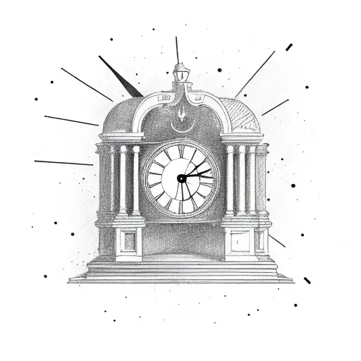 broken clock with stairway tattoo design idea