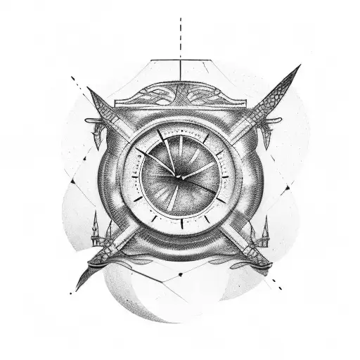 broken clock with stairway tattoo design idea