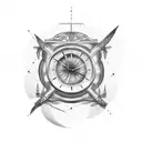 broken clock with stairway tattoo design idea