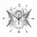 broken clock with stairway tattoo design idea