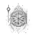 broken clock with stairway tattoo design idea