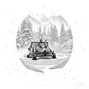 Snowmobiling adventure through a circuit maze tattoo design idea