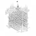Snowmobiling adventure through a circuit maze tattoo design idea