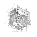 Engineer's tools surrounded by icy circuitry tattoo design idea
