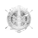 Engineer's tools surrounded by icy circuitry tattoo design idea