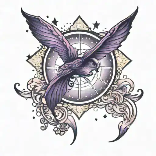 purple night sky tattoo design idea