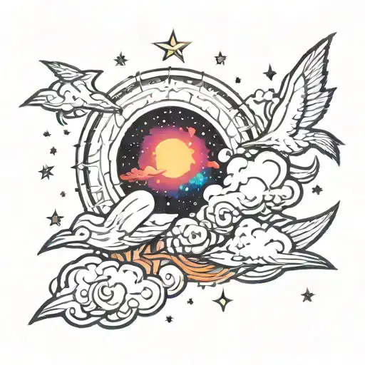 colorful night sky  tattoo design idea