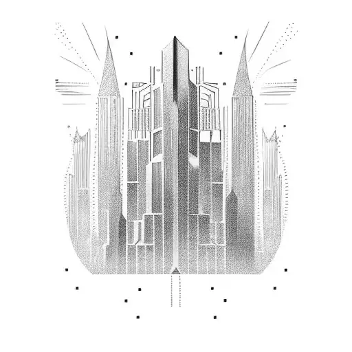 art deco ruler that looks like a skyscraper tattoo design idea