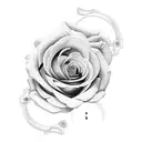 broken clock with rose and name tattoo design idea