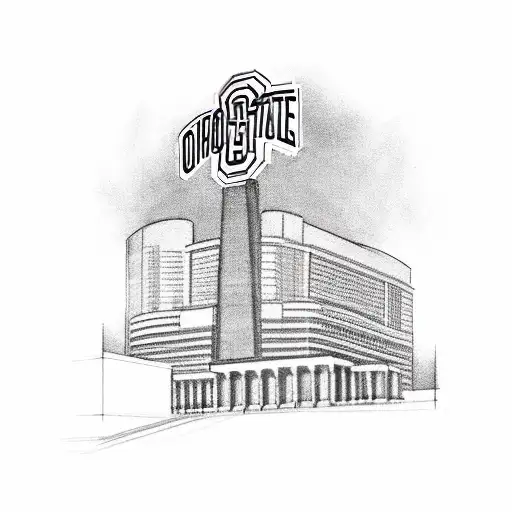 An Ohio State Buckeyes logo incorporated into a Denver skyline tattoo design idea
