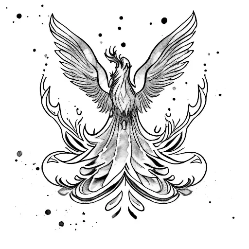 watercolor phoenix  tattoo design idea