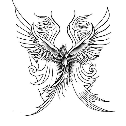 watercolor phoenix  tattoo design idea