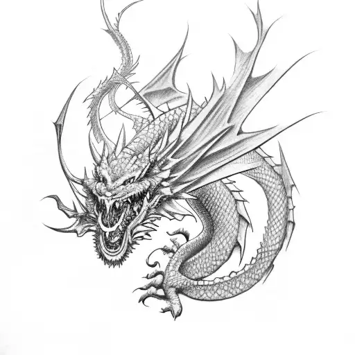 dragon wih sword tattoo design idea