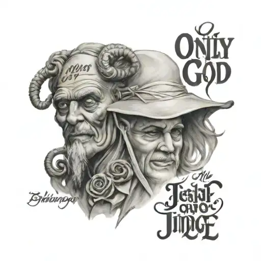 only god can judge me in script tattoo design idea