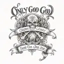 only god can judge me in script tattoo design idea