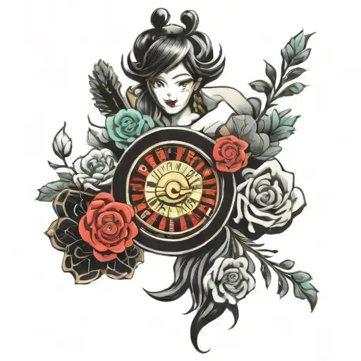 casino roulette wheel tattoo design idea