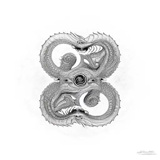 Dragon holding yin yang  tattoo design idea